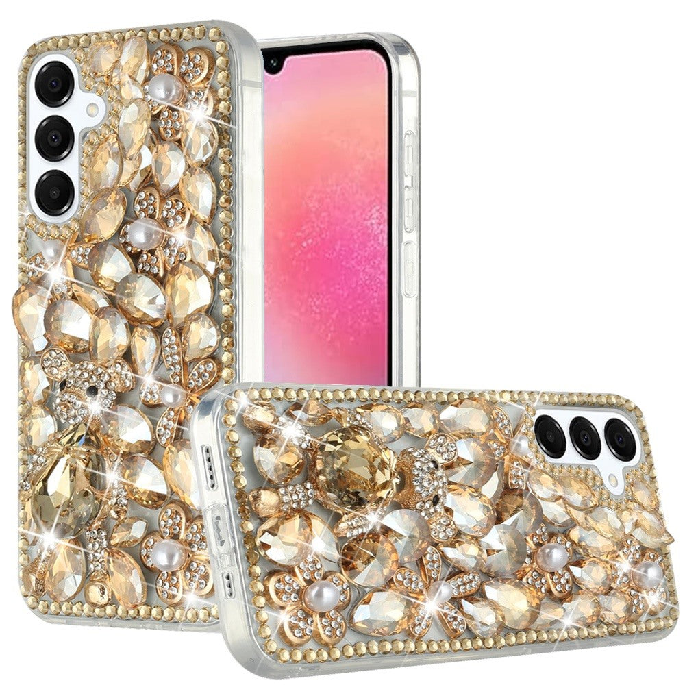 For Samsung A26 5G Case Full Bling Rhinestones Phone Cover + Tempered Glass