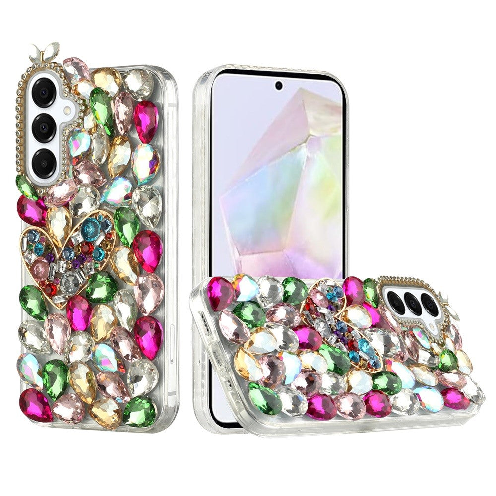 For Samsung A36 Case Full Bling with 3D Rhinestones Phone Cover + Tempered Glass