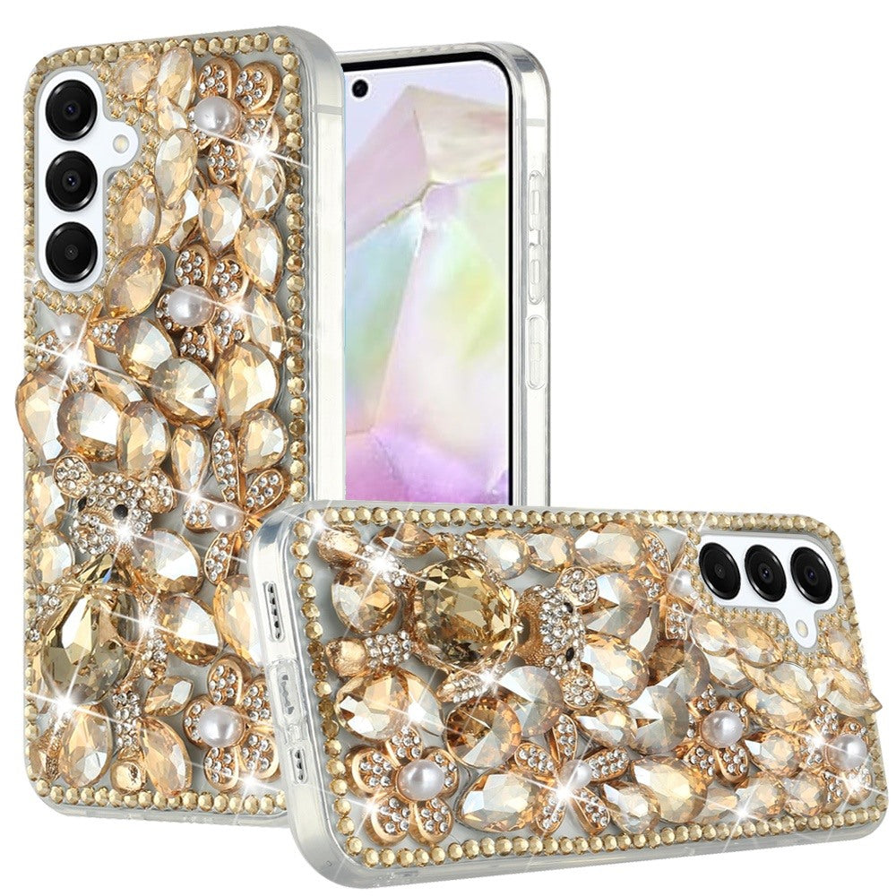 For Samsung A36 Case Full Bling with 3D Rhinestones Phone Cover + Tempered Glass