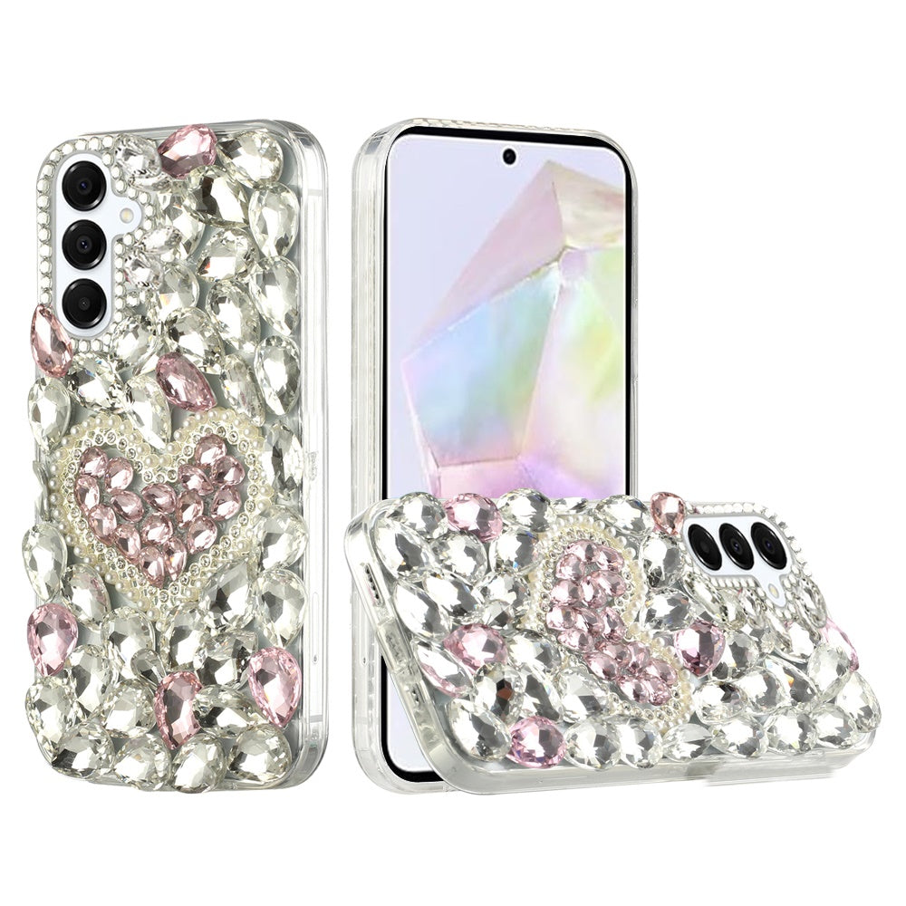 For Samsung A36 Case Full Bling with 3D Rhinestones Phone Cover + Tempered Glass