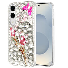 For Samsung S25 Edge Case Full Diamond Bling 3D Jewel Ornaments + Tempered Glass