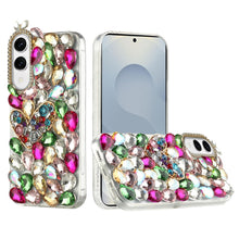 For Samsung S25 Edge Case Full Diamond Bling 3D Jewel Ornaments + Tempered Glass