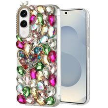 For Samsung S25 Edge Case Full Diamond Bling 3D Jewel Ornaments + Tempered Glass