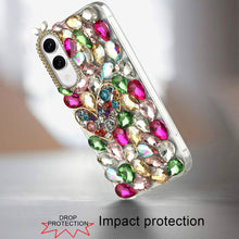 For Samsung S25 Edge Case Full Diamond Bling 3D Jewel Ornaments + Tempered Glass