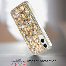 For Samsung S25 Edge Case Full Diamond Bling 3D Jewel Ornaments + Tempered Glass
