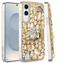 For Samsung S25 Edge Case Full Diamond Bling 3D Jewel Ornaments + Tempered Glass