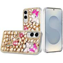 For Samsung S25 Edge Case Full Diamond Bling 3D Jewel Ornaments + Tempered Glass