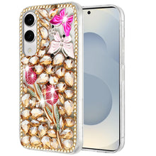 For Samsung S25 Edge Case Full Diamond Bling 3D Jewel Ornaments + Tempered Glass