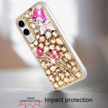 For Samsung S25 Edge Case Full Diamond Bling 3D Jewel Ornaments + Tempered Glass