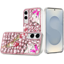 For Samsung S25 Edge Case Full Diamond Bling 3D Jewel Ornaments + Tempered Glass