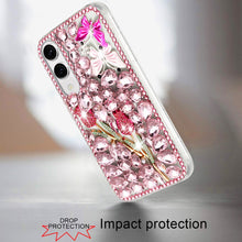 For Samsung S25 Edge Case Full Diamond Bling 3D Jewel Ornaments + Tempered Glass