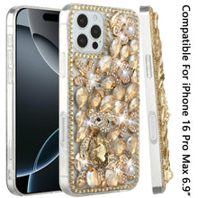 For iPhone 16 PRO MAX Case Full Bling Rhinestones Phone Cover + Tempered Glass