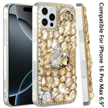 For iPhone 16 PRO MAX Case Full Bling Rhinestones Phone Cover + Tempered Glass