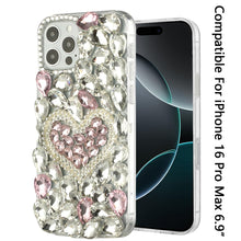 For iPhone 16 PRO MAX Case Full Bling Rhinestones Phone Cover + Tempered Glass