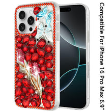 For iPhone 16 PRO MAX Case Full Bling Rhinestones Phone Cover + Tempered Glass