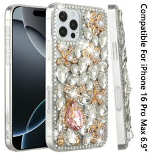 For iPhone 16 PRO MAX Case Full Bling Rhinestones Phone Cover + Tempered Glass