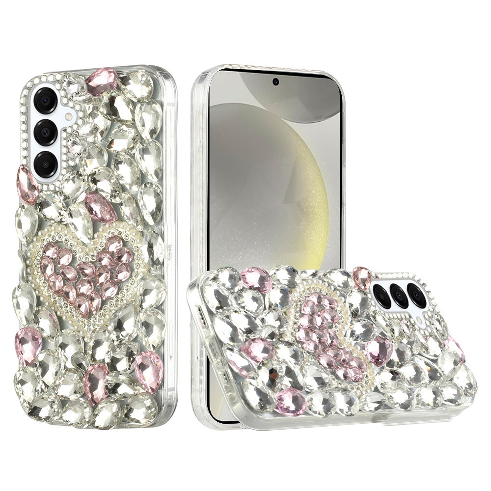 For Samsung S24+/S25+ Case Full Diamond Bling Cover 3D Jewels + Tempered Glass