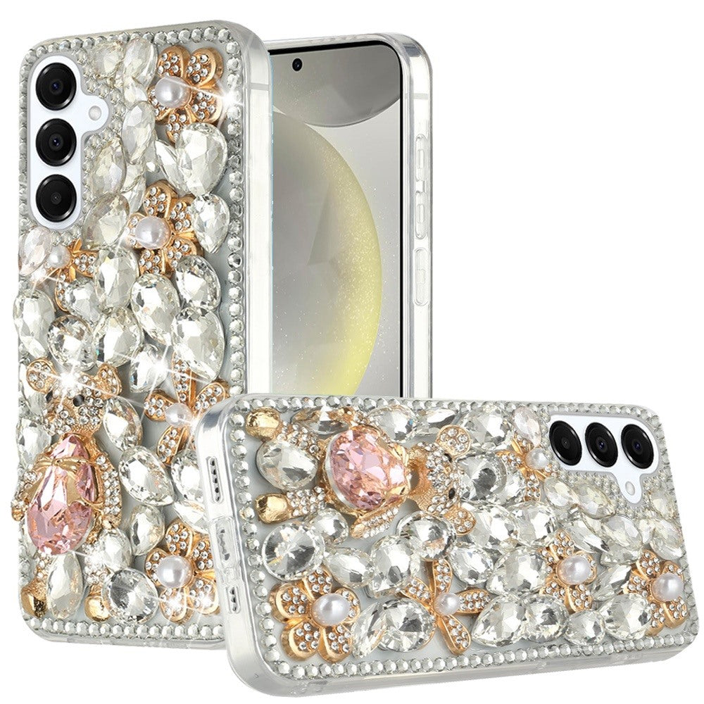 For Samsung S24+/S25+ Case Full Diamond Bling Cover 3D Jewels + Tempered Glass