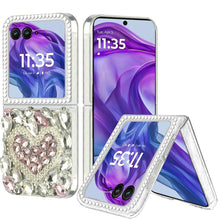 For Motorola Razr+ Plus 2024 Case Full Diamond Bling with Ornaments Hard Cover