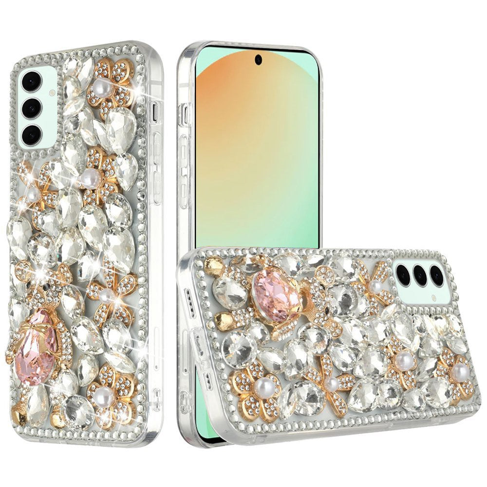 For Samsung Galaxy S24 FE Case Full Diamond Bling Cover w/ Faux Jewel Ornaments