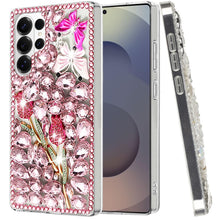 For Samsung S26 Ultra Case Full Diamond Bling 3D Jewel Ornaments +Tempered Glass