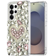 For Samsung S26 Ultra Case Full Diamond Bling 3D Jewel Ornaments +Tempered Glass