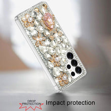 For Samsung S26 Ultra Case Full Diamond Bling 3D Jewel Ornaments +Tempered Glass
