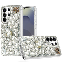For Samsung S26 Ultra Case Full Diamond Bling 3D Jewel Ornaments +Tempered Glass