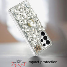 For Samsung S26 Ultra Case Full Diamond Bling 3D Jewel Ornaments +Tempered Glass