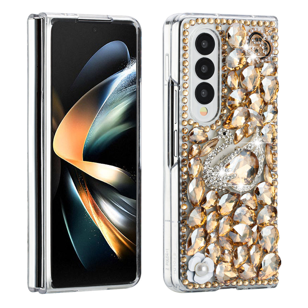 For Samsung Galaxy Z Fold 6 Case Full Diamond Bling with Ornaments Hard Cover