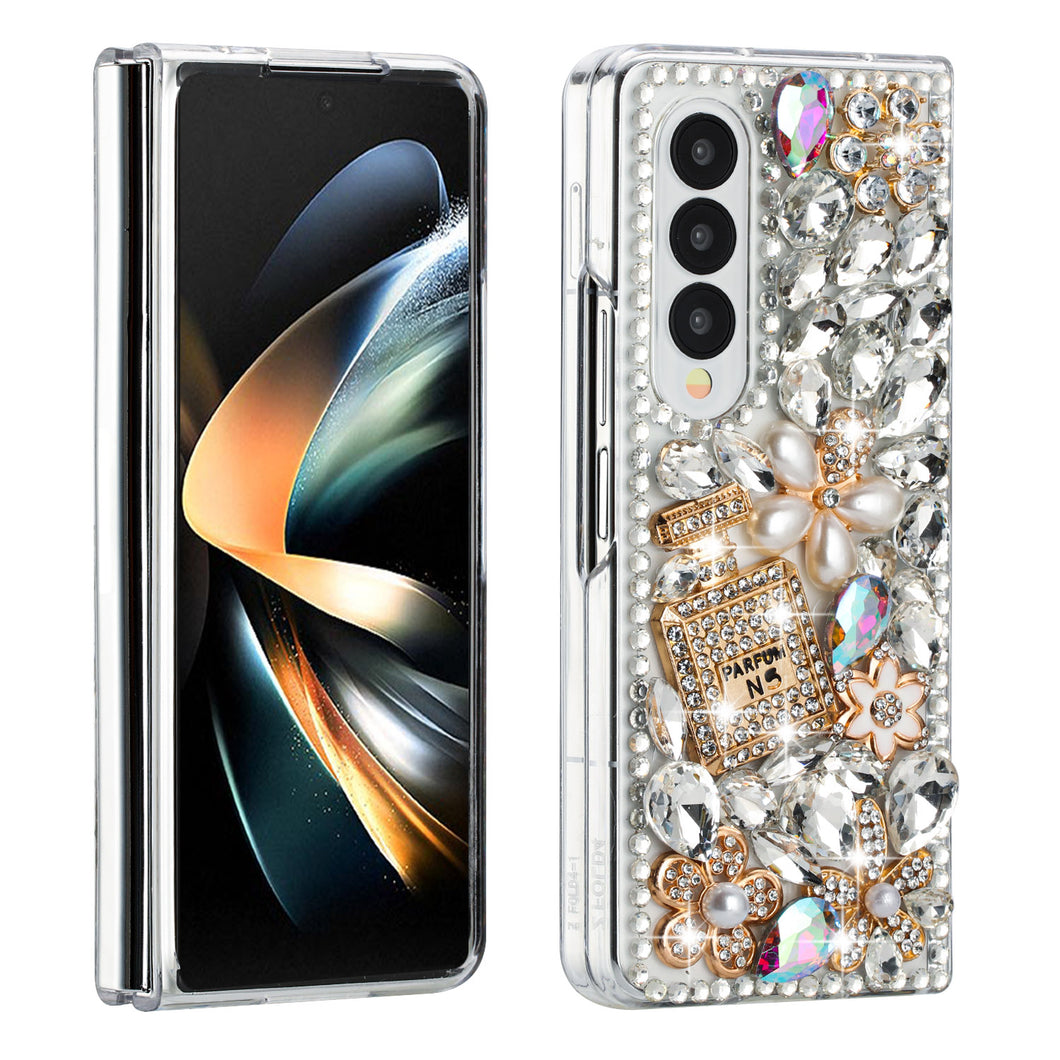 For Samsung Galaxy Z Fold 6 Case Full Diamond Bling with Ornaments Hard Cover