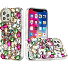 For iPhone 14 PRO Case Full Diamond Bling Phone Cover with Faux Jewel Ornaments