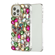 For iPhone 15 Case Full Diamond Bling w/ Faux Jewel Ornaments + 2 Tempered Glass