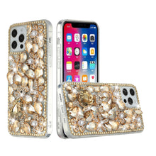 For iPhone 15 Case Full Diamond Bling w/ Faux Jewel Ornaments + 2 Tempered Glass