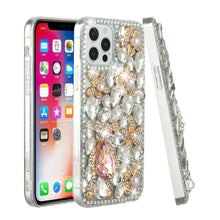 For iPhone 15 Case Full Diamond Bling w/ Faux Jewel Ornaments + 2 Tempered Glass