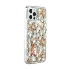 For iPhone 15 Case Full Diamond Bling w/ Faux Jewel Ornaments + 2 Tempered Glass