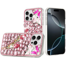 For iPhone 16 Pro 6.3in Case Full Bling Rhinestones Phone Cover + Tempered Glass