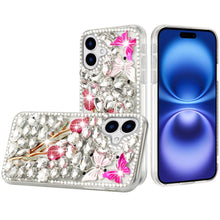 For iPhone 17 Case Full Diamond Bling Cover 3D Jewel Ornaments + Tempered Glass
