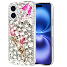 For iPhone 17 Case Full Diamond Bling Cover 3D Jewel Ornaments + Tempered Glass