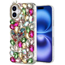 For iPhone 17 Case Full Diamond Bling Cover 3D Jewel Ornaments + Tempered Glass