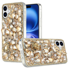 For iPhone 17 Case Full Diamond Bling Cover 3D Jewel Ornaments + Tempered Glass