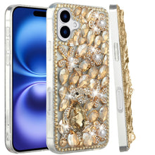 For iPhone 17 Case Full Diamond Bling Cover 3D Jewel Ornaments + Tempered Glass