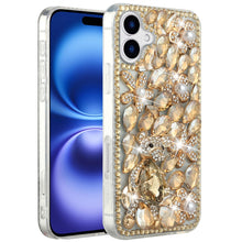 For iPhone 17 Case Full Diamond Bling Cover 3D Jewel Ornaments + Tempered Glass