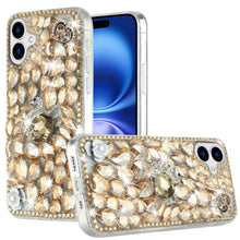 For iPhone 17 Case Full Diamond Bling Cover 3D Jewel Ornaments + Tempered Glass