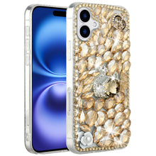 For iPhone 17 Case Full Diamond Bling Cover 3D Jewel Ornaments + Tempered Glass