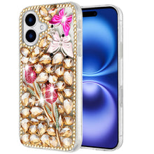 For iPhone 17 Case Full Diamond Bling Cover 3D Jewel Ornaments + Tempered Glass