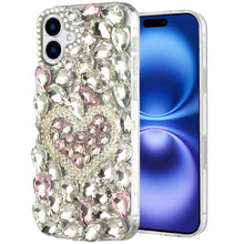 For iPhone 17 Case Full Diamond Bling Cover 3D Jewel Ornaments + Tempered Glass