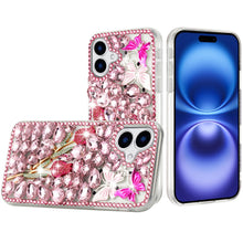 For iPhone 17 Case Full Diamond Bling Cover 3D Jewel Ornaments + Tempered Glass