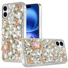 For iPhone 17 Case Full Diamond Bling Cover 3D Jewel Ornaments + Tempered Glass