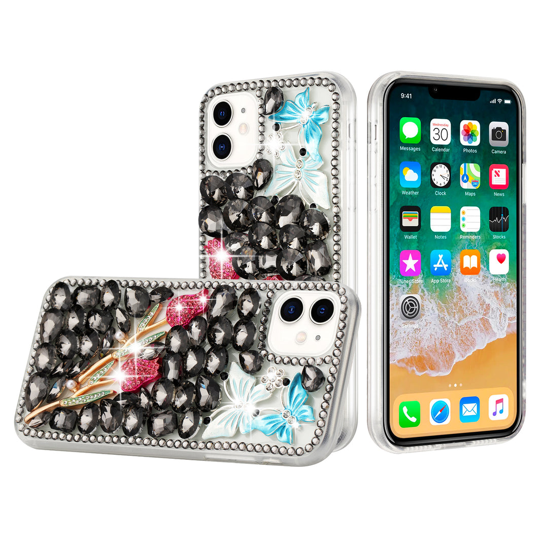 For iPhone 13 Pro Max Case Full Diamond Bling  with Ornaments Hard Phone Cover